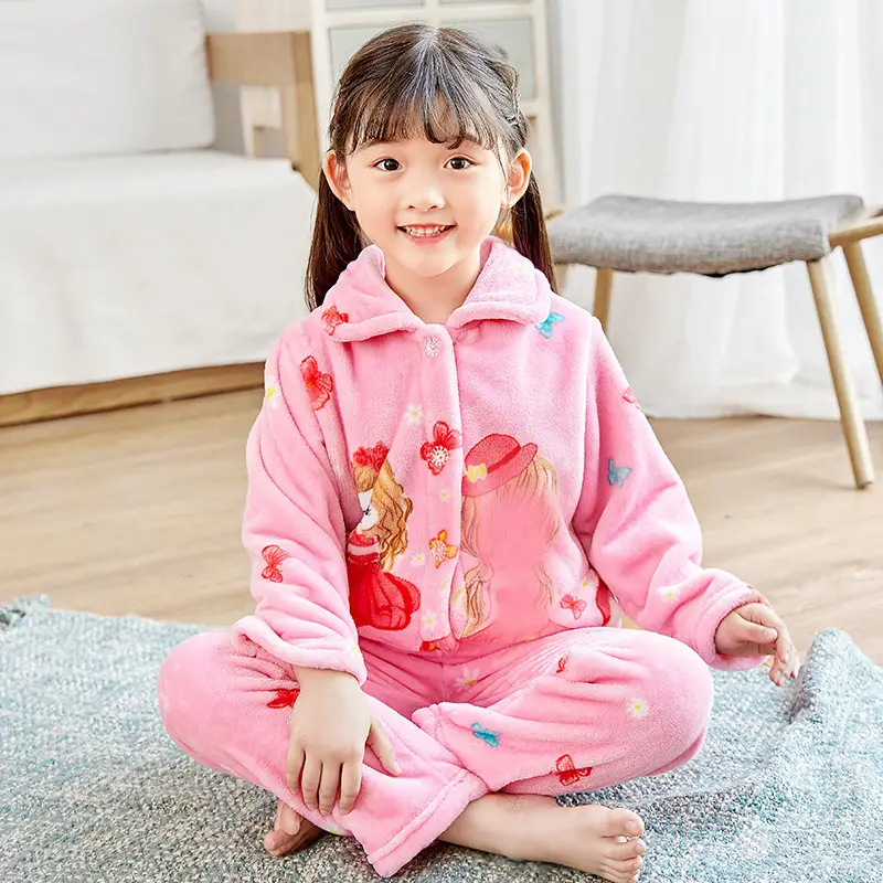 New Thickened Autumn and Winter Children's Flannel Pajamas for Girls and Boys, Medium and Large Children's Home Clothes, Drop Shipping - Image 35