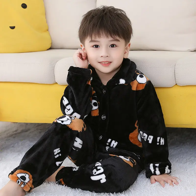 New Thickened Autumn and Winter Children's Flannel Pajamas for Girls and Boys, Medium and Large Children's Home Clothes, Drop Shipping - Image 6