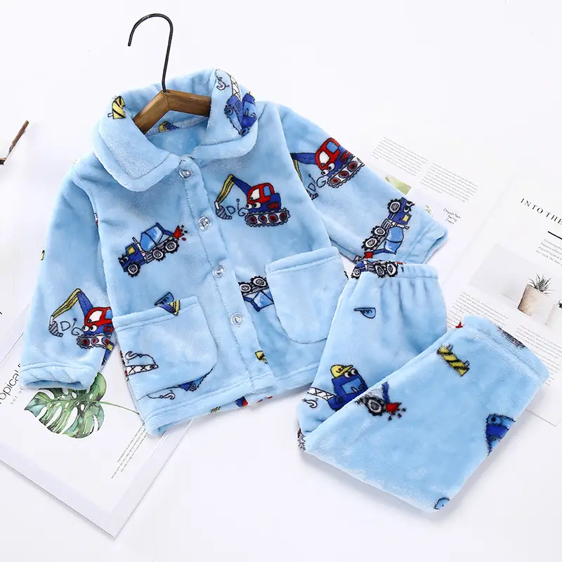 New Thickened Autumn and Winter Children's Flannel Pajamas for Girls and Boys, Medium and Large Children's Home Clothes, Drop Shipping - Image 7