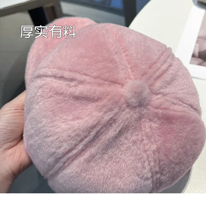 Black Plush Baseball Cap for Women Winter Warm — feature 13