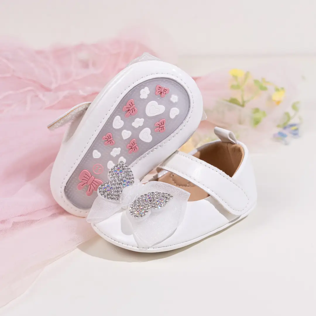 Amazon's Popular Baby Girl Rhinestone Princess Shoes 0-1 Years Old Bowknot Baby Walking Shoes Baby Shoes - Image 6