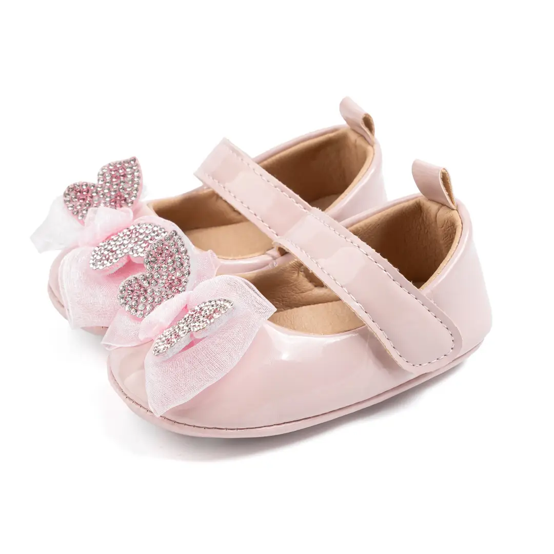 Amazon's Popular Baby Girl Rhinestone Princess Shoes 0-1 Years Old Bowknot Baby Walking Shoes Baby Shoes