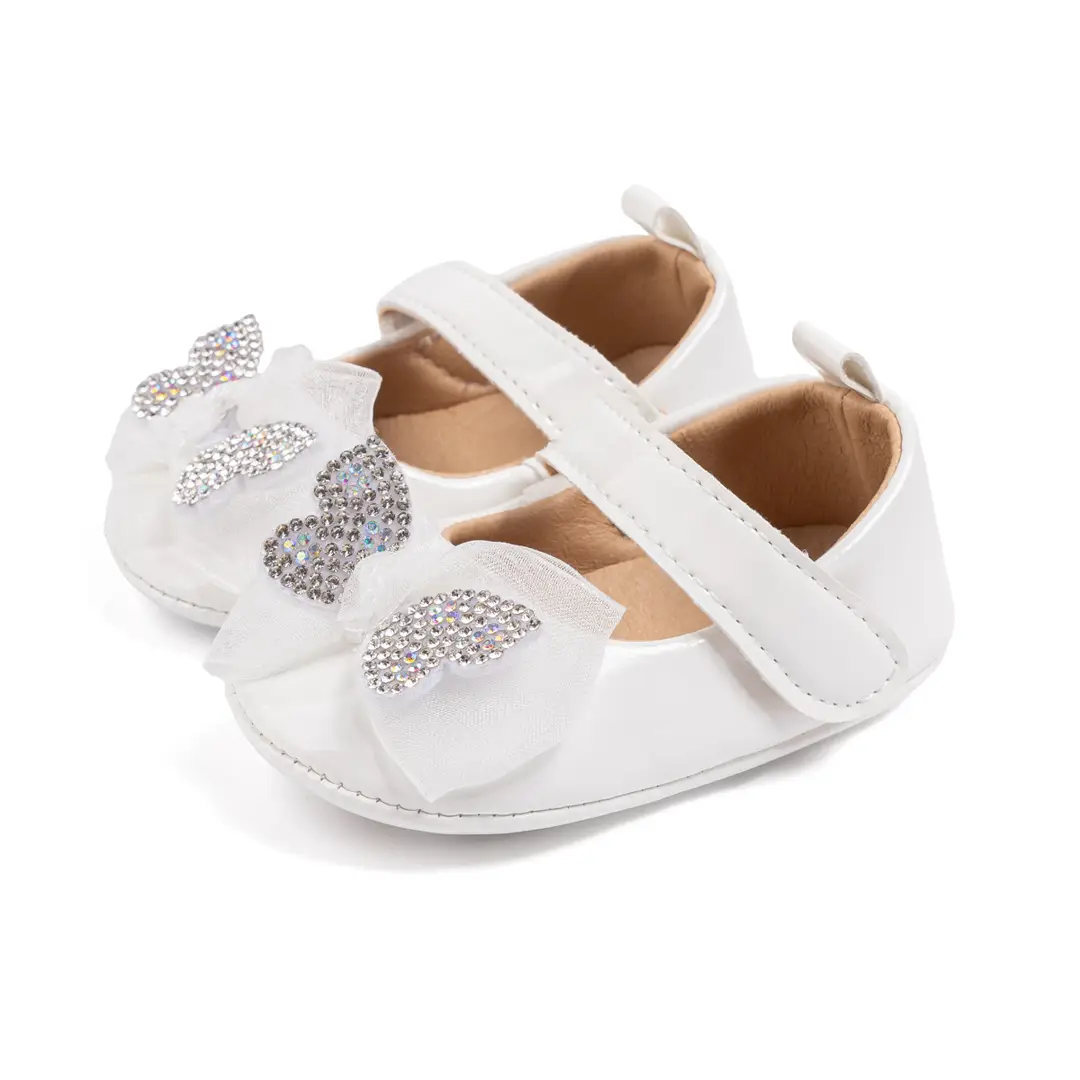 Amazon's Popular Baby Girl Rhinestone Princess Shoes 0-1 Years Old Bowknot Baby Walking Shoes Baby Shoes - Image 2