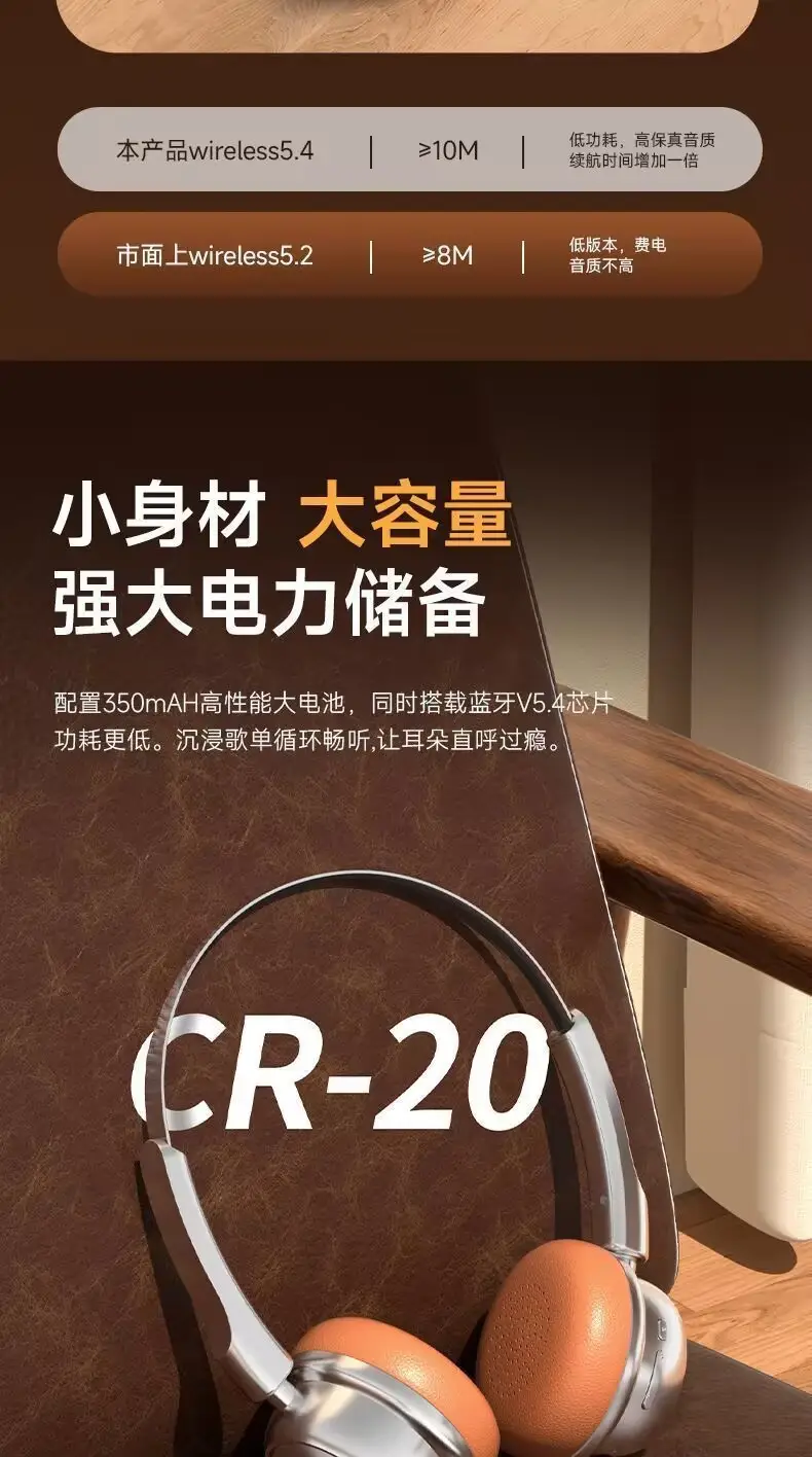 2026 New Model Berlin Sound Small Retro Head-Mounted Wireless Bluetooth Headphones with Noise Reduction and Ultra-Long Battery Life Cr-20 — feature 8