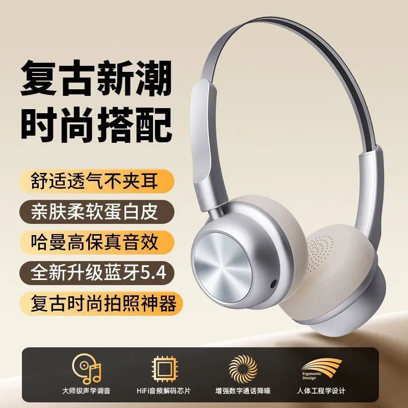 2026 New Model Berlin Sound Small Retro Head-Mounted Wireless Bluetooth Headphones with Noise Reduction and Ultra-Long Battery Life Cr-20
