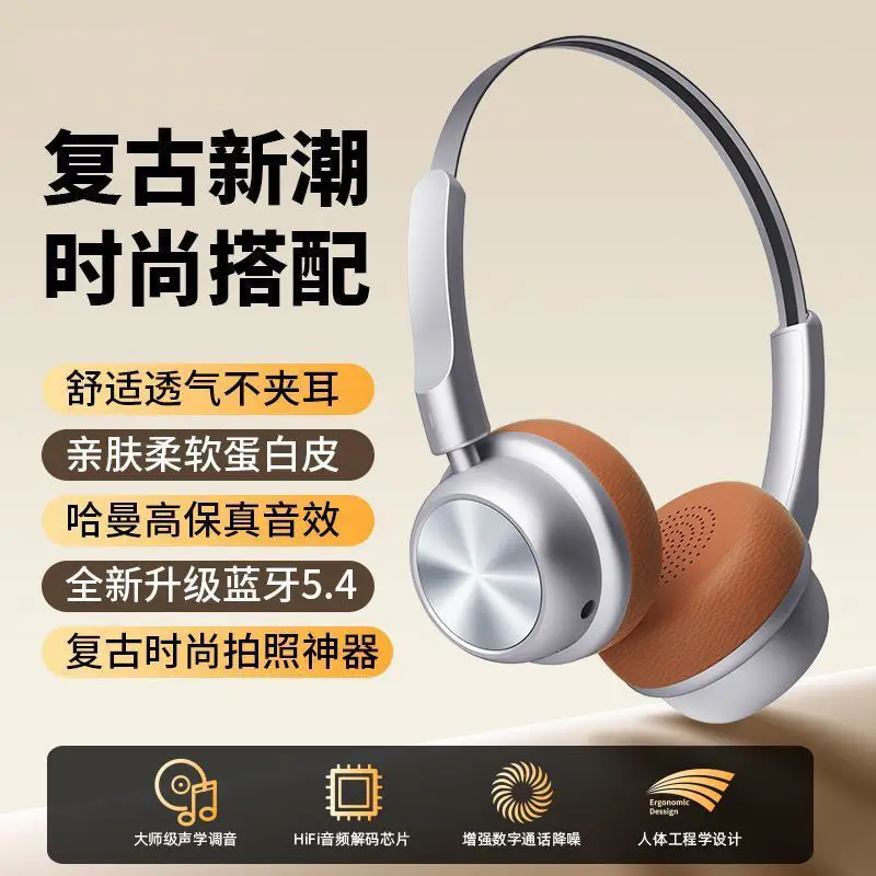 2026 New Model Berlin Sound Small Retro Head-Mounted Wireless Bluetooth Headphones with Noise Reduction and Ultra-Long Battery Life Cr-20