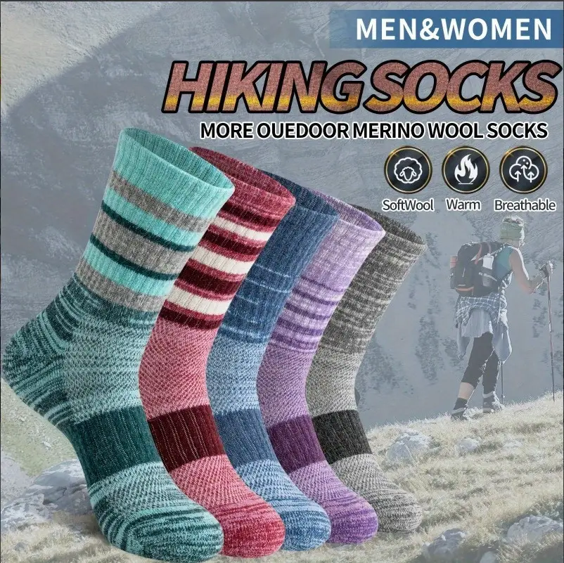 Autumn and Winter Thickeneded Warm Cotton Socks Terry Wool Socks Women's Deodorant Sweat-Absorbent Men's Socks Outdoor Sports Non-Slip Stockings