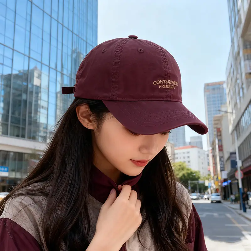 Women Maroon Letter Embroidered Baseball Cap 2025