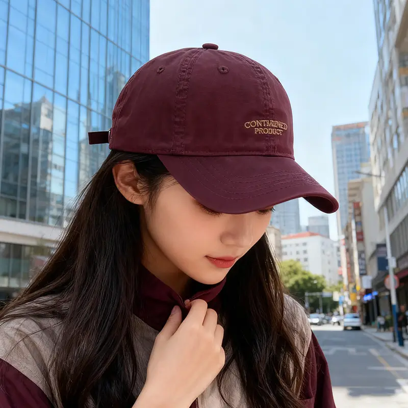 Women Maroon Letter Embroidered Baseball Cap 2025