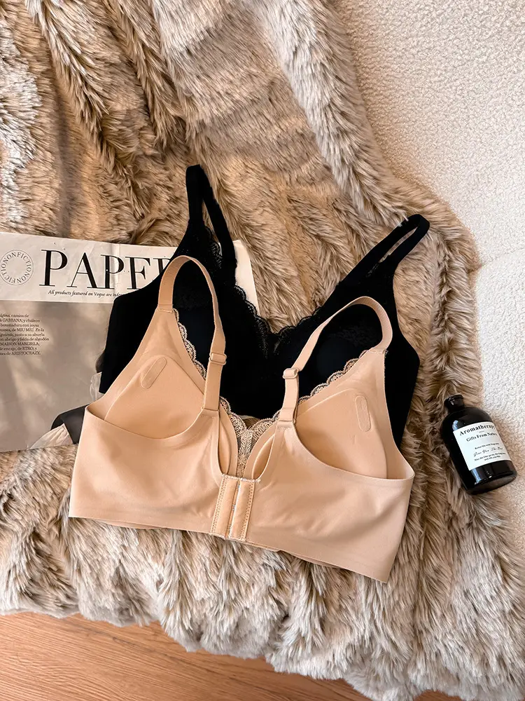 Live Broadcast Popular Liquid Foundation Nude Seamless Lace Bra for Women Jelly Soft Support No Rims Super Soft Thin Bra — feature 15