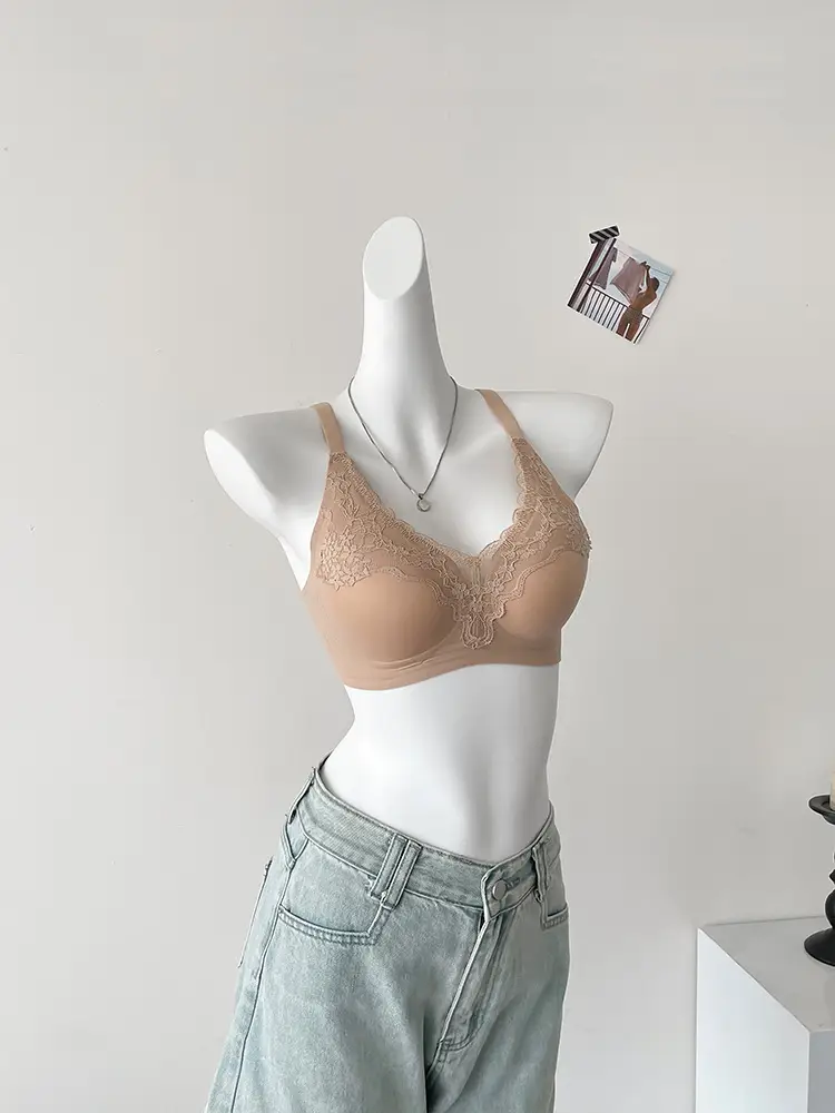 Live Broadcast Popular Liquid Foundation Nude Seamless Lace Bra for Women Jelly Soft Support No Rims Super Soft Thin Bra — feature 19