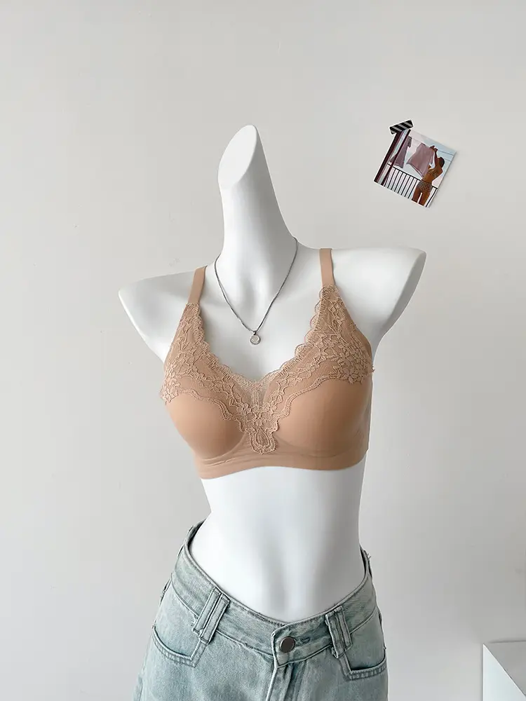 Live Broadcast Popular Liquid Foundation Nude Seamless Lace Bra for Women Jelly Soft Support No Rims Super Soft Thin Bra — feature 20