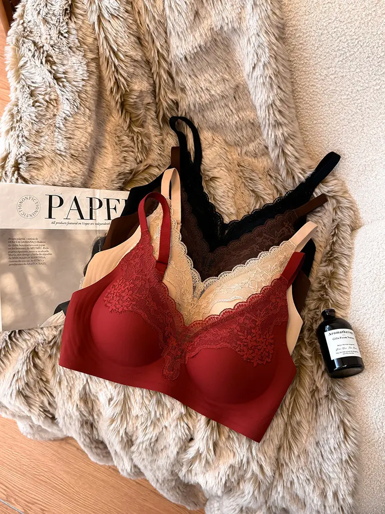 Live Broadcast Popular Liquid Foundation Nude Seamless Lace Bra for Women Jelly Soft Support No Rims Super Soft Thin Bra — feature 4