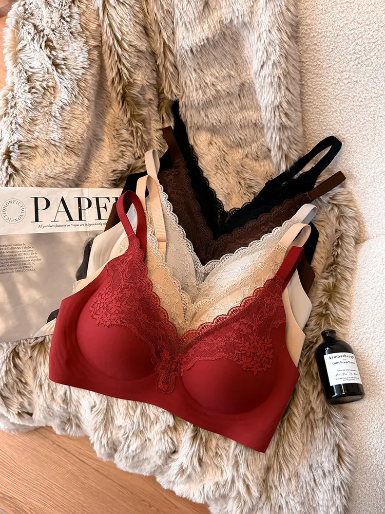 Live Broadcast Popular Liquid Foundation Nude Seamless Lace Bra for Women Jelly Soft Support No Rims Super Soft Thin Bra — feature 5