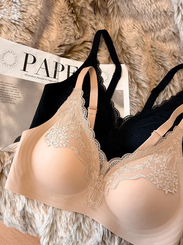 Live Broadcast Popular Liquid Foundation Nude Seamless Lace Bra for Women Jelly Soft Support No Rims Super Soft Thin Bra — feature 6