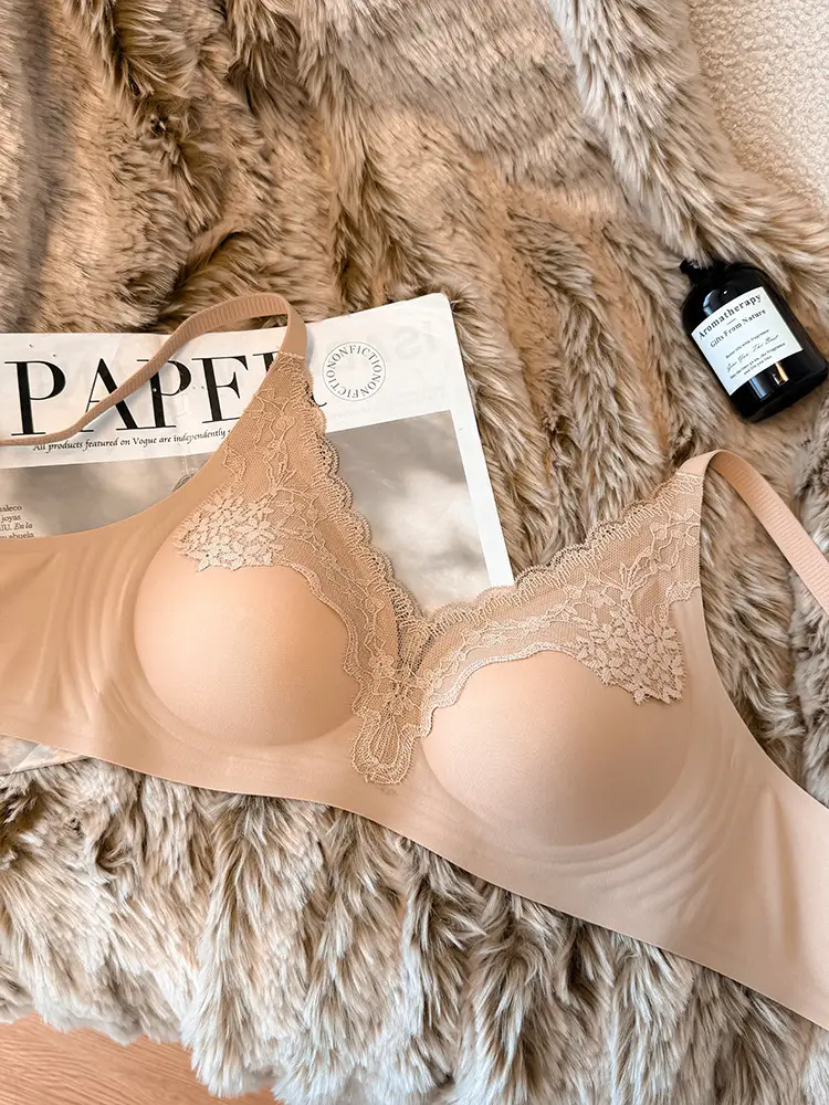 Live Broadcast Popular Liquid Foundation Nude Seamless Lace Bra for Women Jelly Soft Support No Rims Super Soft Thin Bra — feature 9