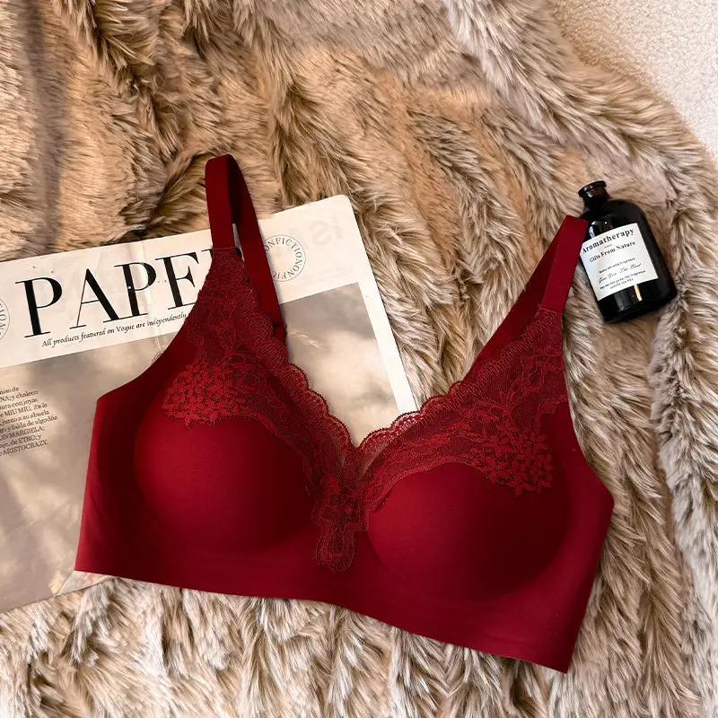 Live Broadcast Popular Liquid Foundation Nude Seamless Lace Bra for Women Jelly Soft Support No Rims Super Soft Thin Bra