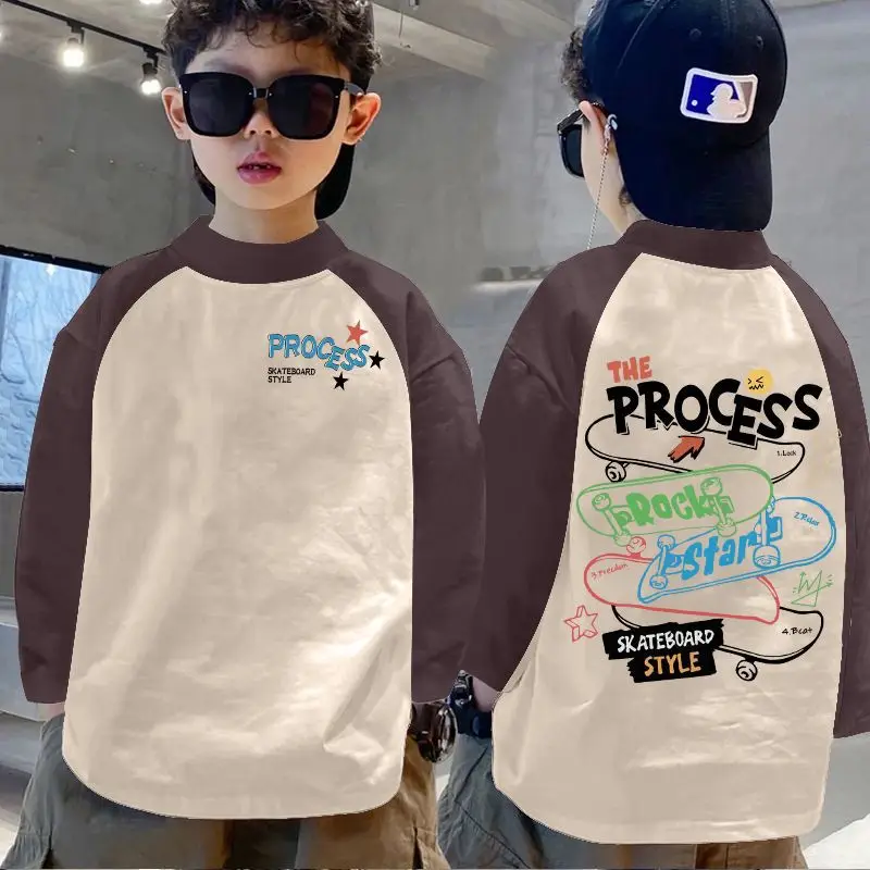 Boys Thermal Base Layer Shirt Autumn Winter Long Sleeve Color Block Top - Image 8