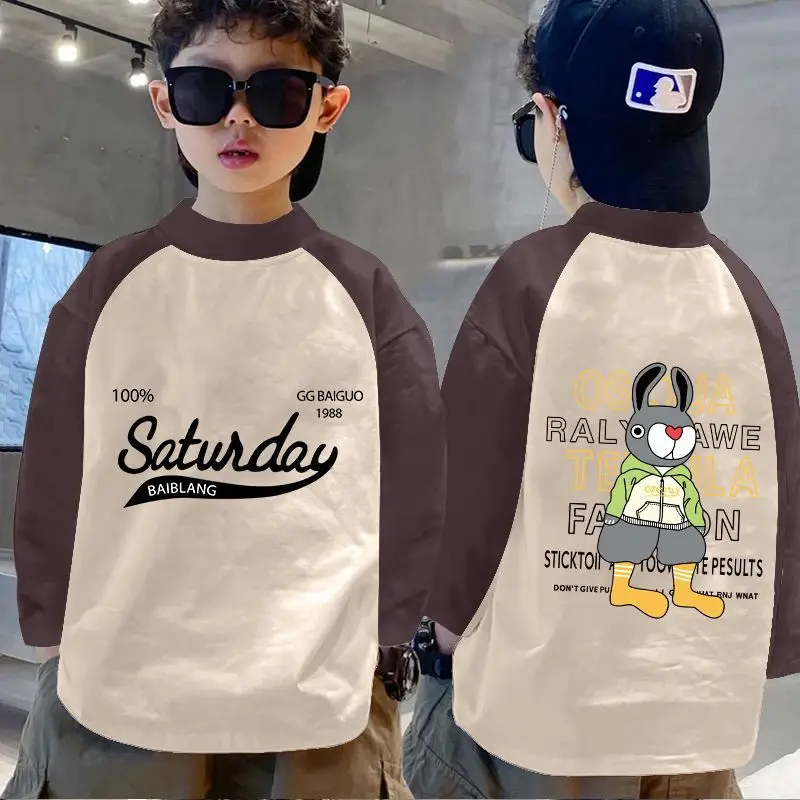 Boys Thermal Base Layer Shirt Autumn Winter Long Sleeve Color Block Top - Image 4