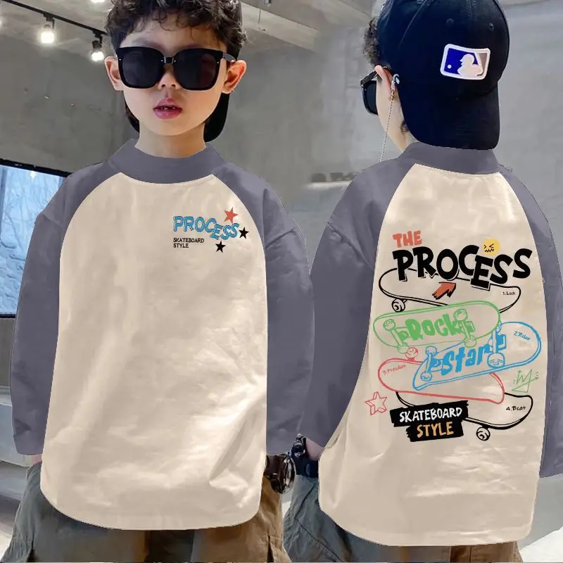 Boys Thermal Base Layer Shirt Autumn Winter Long Sleeve Color Block Top - Image 6