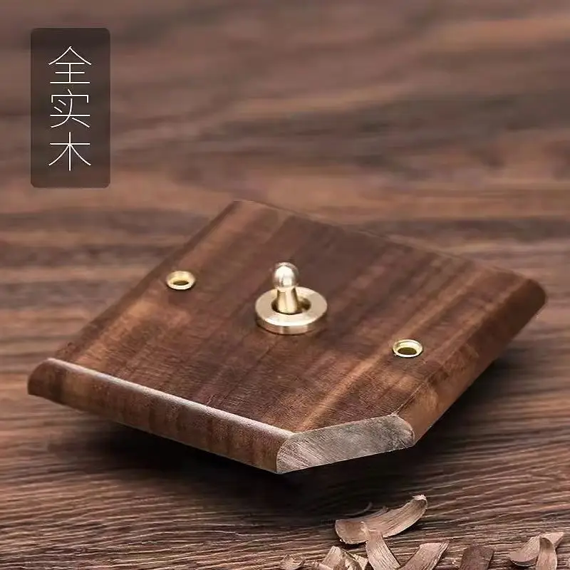 86 Type European and British Standard Walnut Wood Grain Solid Wood Toggle Switch Socket Panel Retro Chinese Style Guesthouse Hotel Switch