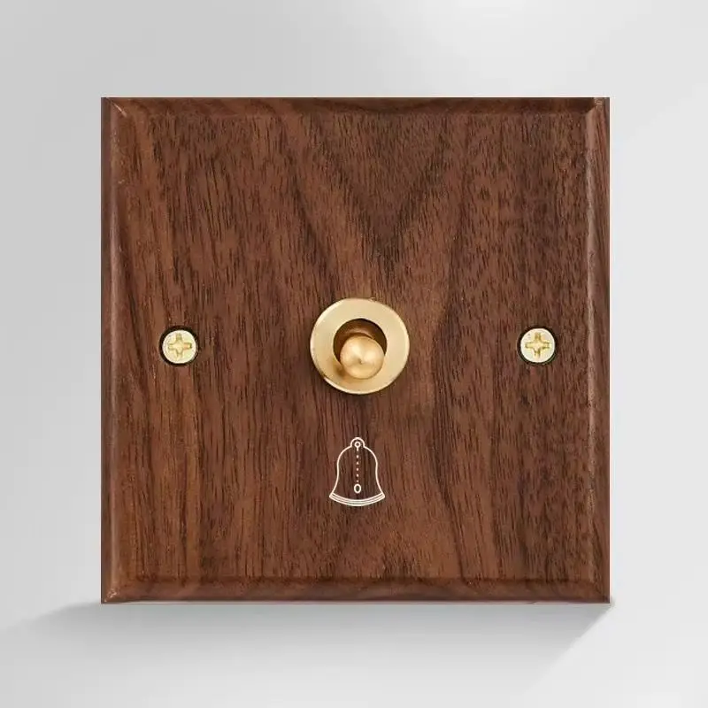 86 Type European and British Standard Walnut Wood Grain Solid Wood Toggle Switch Socket Panel Retro Chinese Style Guesthouse Hotel Switch