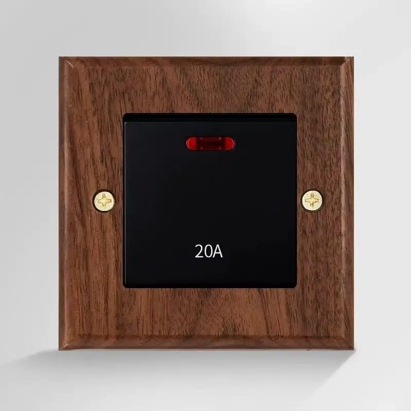 86 Type European and British Standard Walnut Wood Grain Solid Wood Toggle Switch Socket Panel Retro Chinese Style Guesthouse Hotel Switch