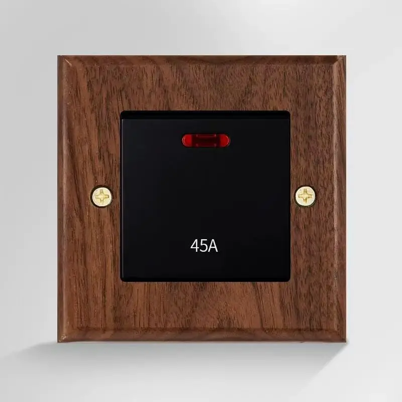 86 Type European and British Standard Walnut Wood Grain Solid Wood Toggle Switch Socket Panel Retro Chinese Style Guesthouse Hotel Switch