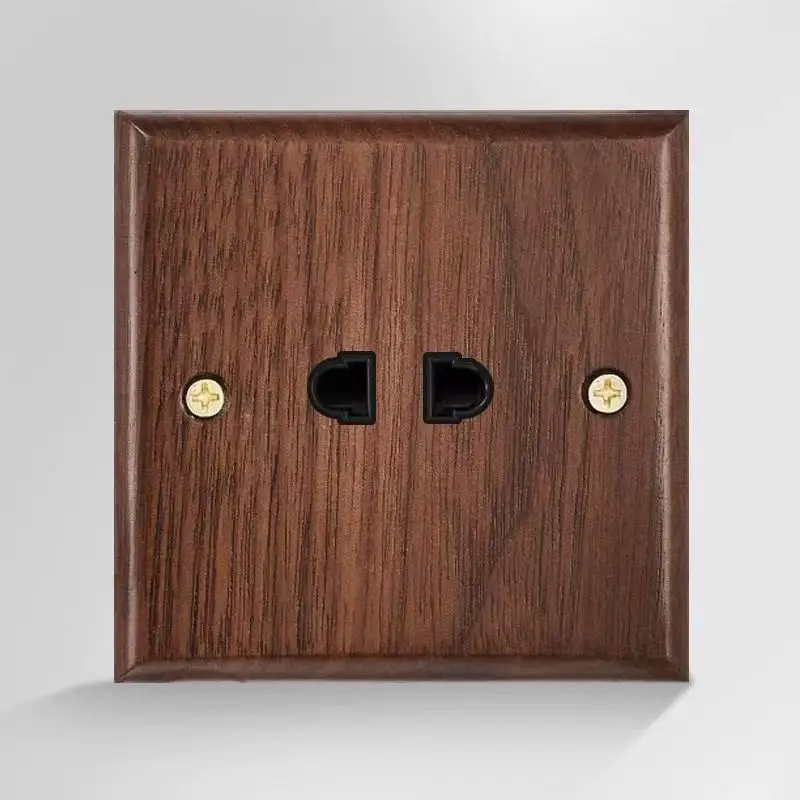 86 Type European and British Standard Walnut Wood Grain Solid Wood Toggle Switch Socket Panel Retro Chinese Style Guesthouse Hotel Switch