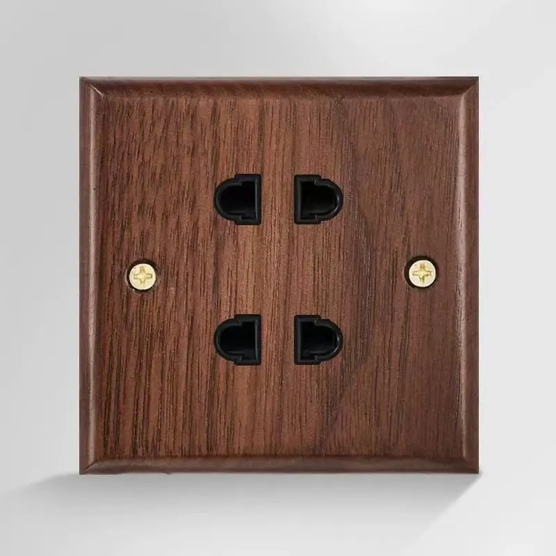 86 Type European and British Standard Walnut Wood Grain Solid Wood Toggle Switch Socket Panel Retro Chinese Style Guesthouse Hotel Switch