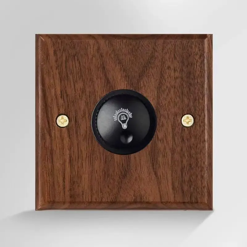 86 Type European and British Standard Walnut Wood Grain Solid Wood Toggle Switch Socket Panel Retro Chinese Style Guesthouse Hotel Switch