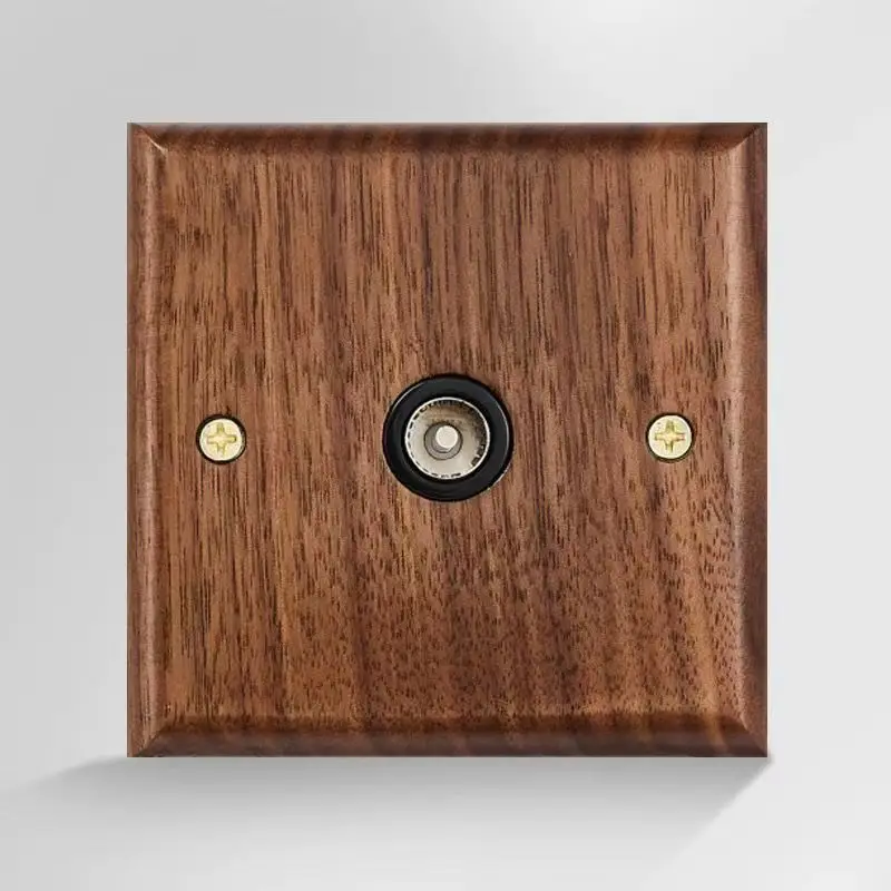 86 Type European and British Standard Walnut Wood Grain Solid Wood Toggle Switch Socket Panel Retro Chinese Style Guesthouse Hotel Switch
