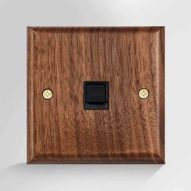 86 Type European and British Standard Walnut Wood Grain Solid Wood Toggle Switch Socket Panel Retro Chinese Style Guesthouse Hotel Switch