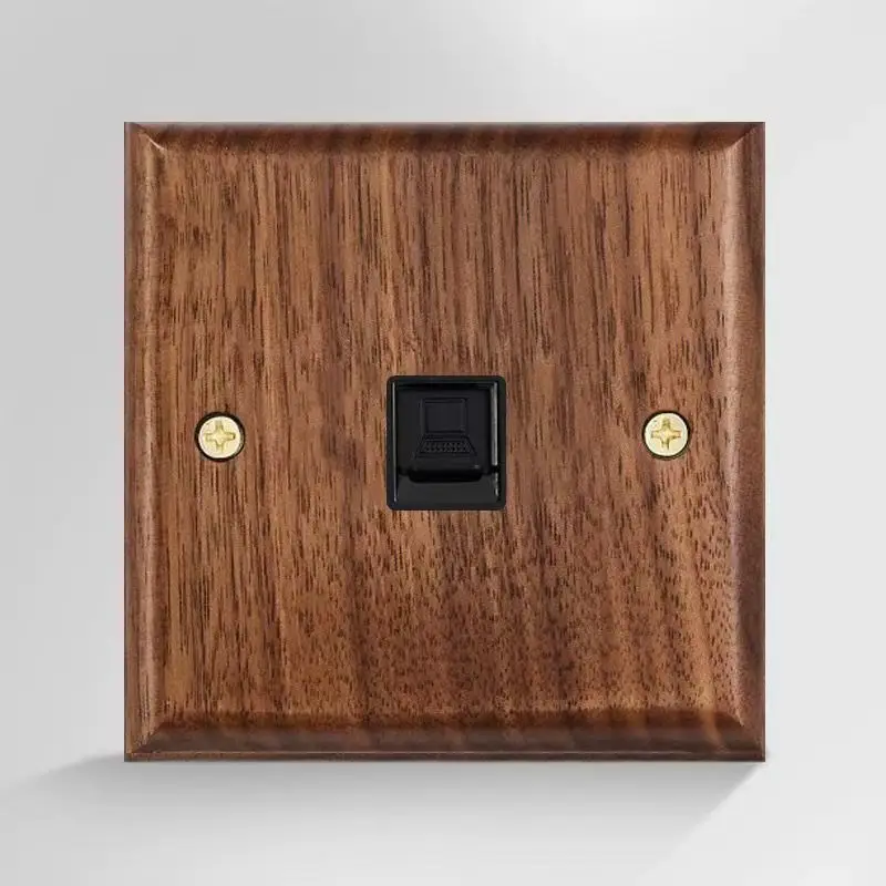 86 Type European and British Standard Walnut Wood Grain Solid Wood Toggle Switch Socket Panel Retro Chinese Style Guesthouse Hotel Switch