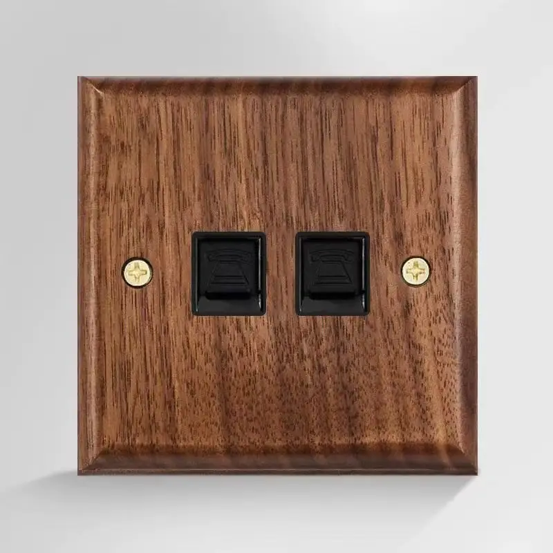 86 Type European and British Standard Walnut Wood Grain Solid Wood Toggle Switch Socket Panel Retro Chinese Style Guesthouse Hotel Switch