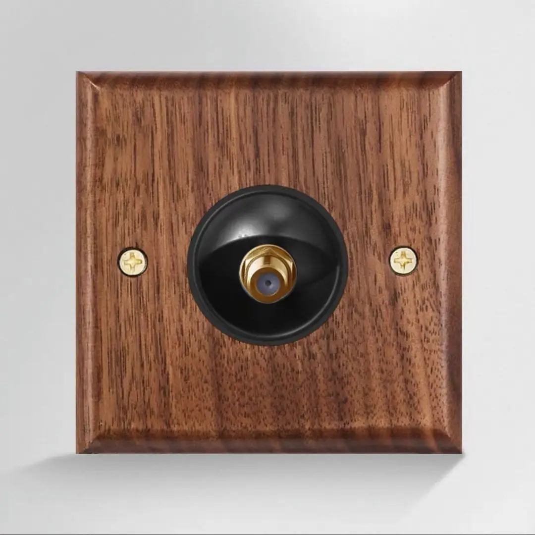86 Type European and British Standard Walnut Wood Grain Solid Wood Toggle Switch Socket Panel Retro Chinese Style Guesthouse Hotel Switch