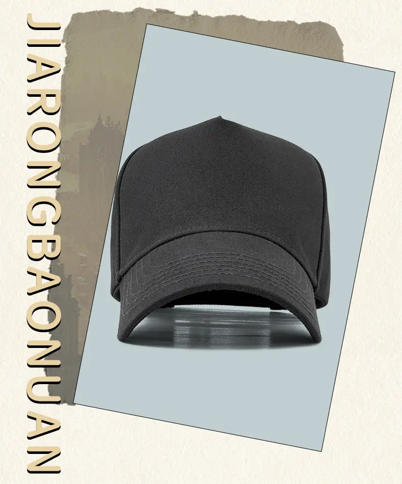 Men Black Cotton Baseball Cap 5 Panel Outdoor Sun Hat — feature 4