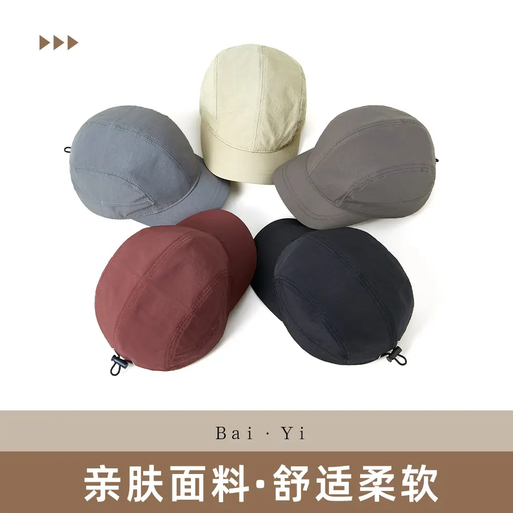 Men's Maroon Pure Cotton Baseball Cap with Short Brim - Image 7