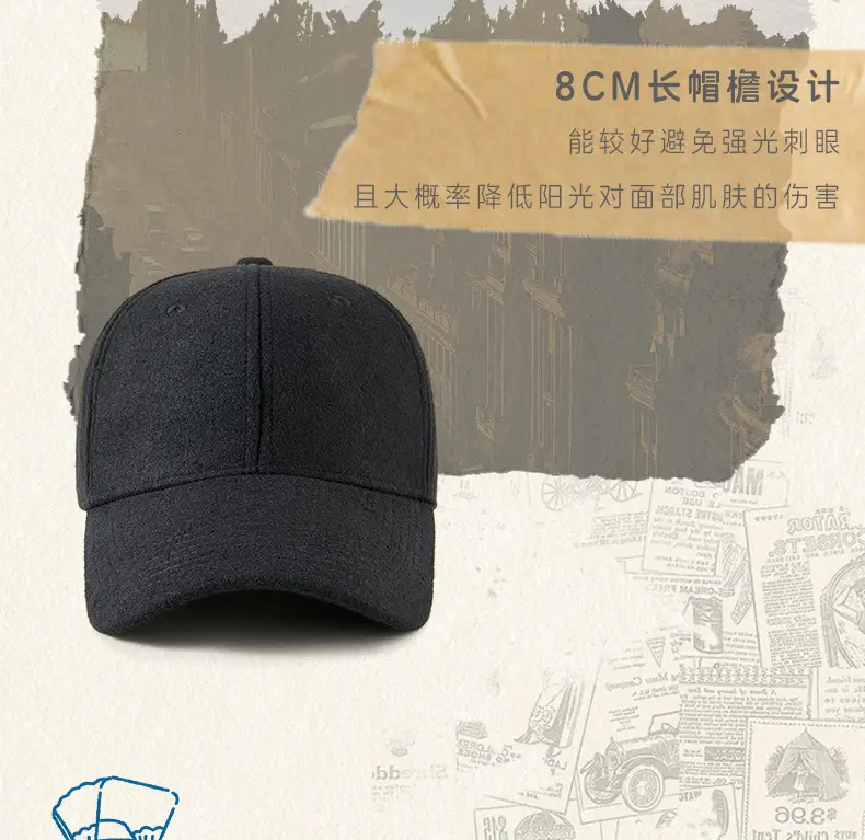 Men Windproof Fleece Baseball Cap Grey Black Winter Warm — feature 7