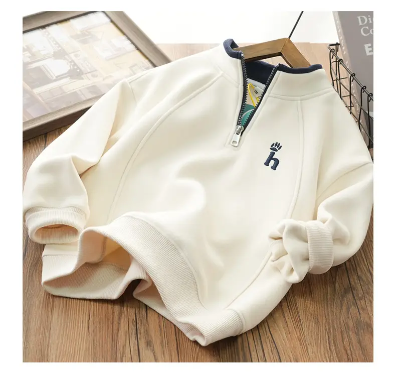 White Cotton Hoodie for Boys Spring 2026 — feature 14