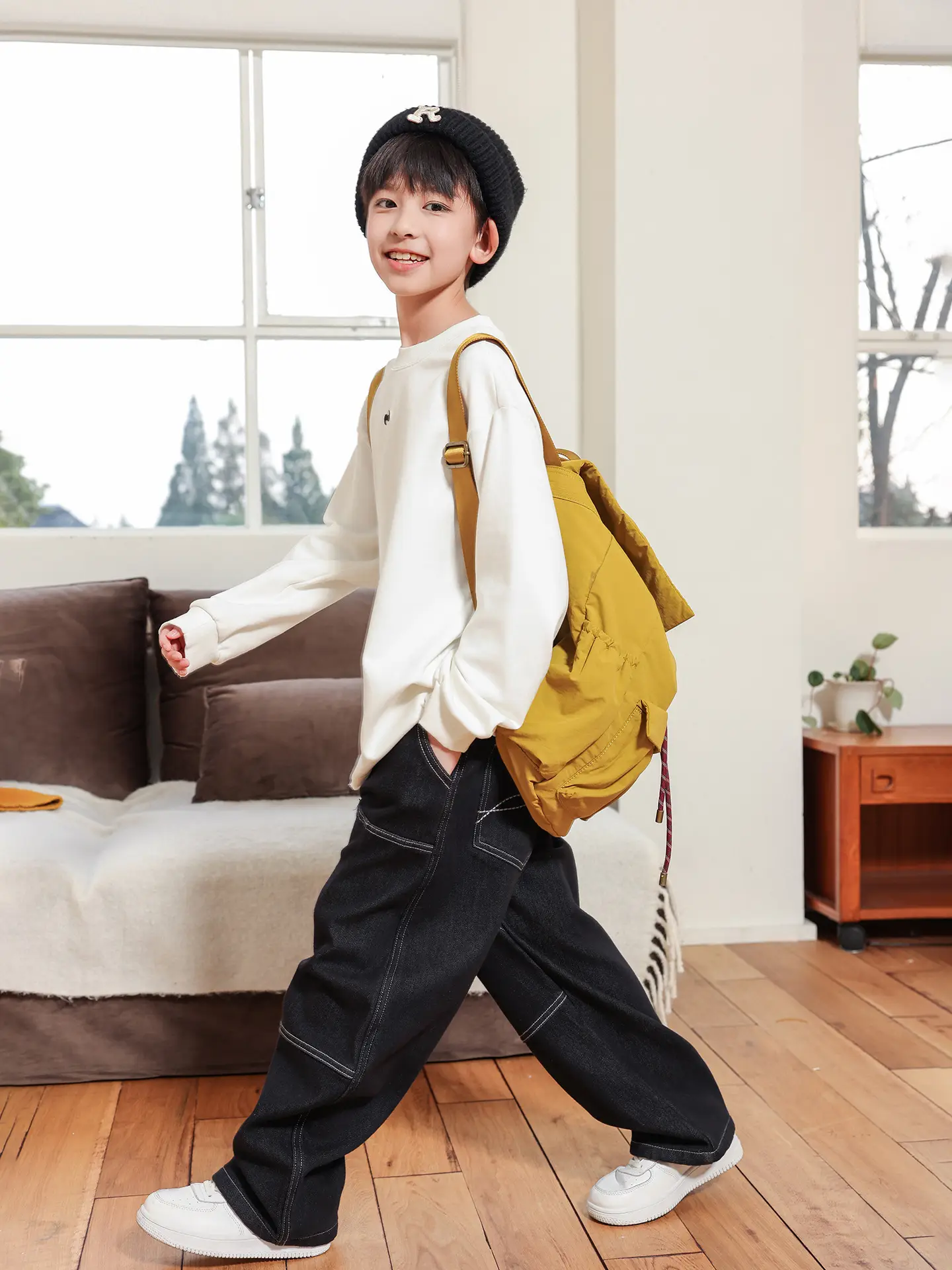 2025 Boys Velvet T-Shirt Black Gray Winter Warm - Image 6