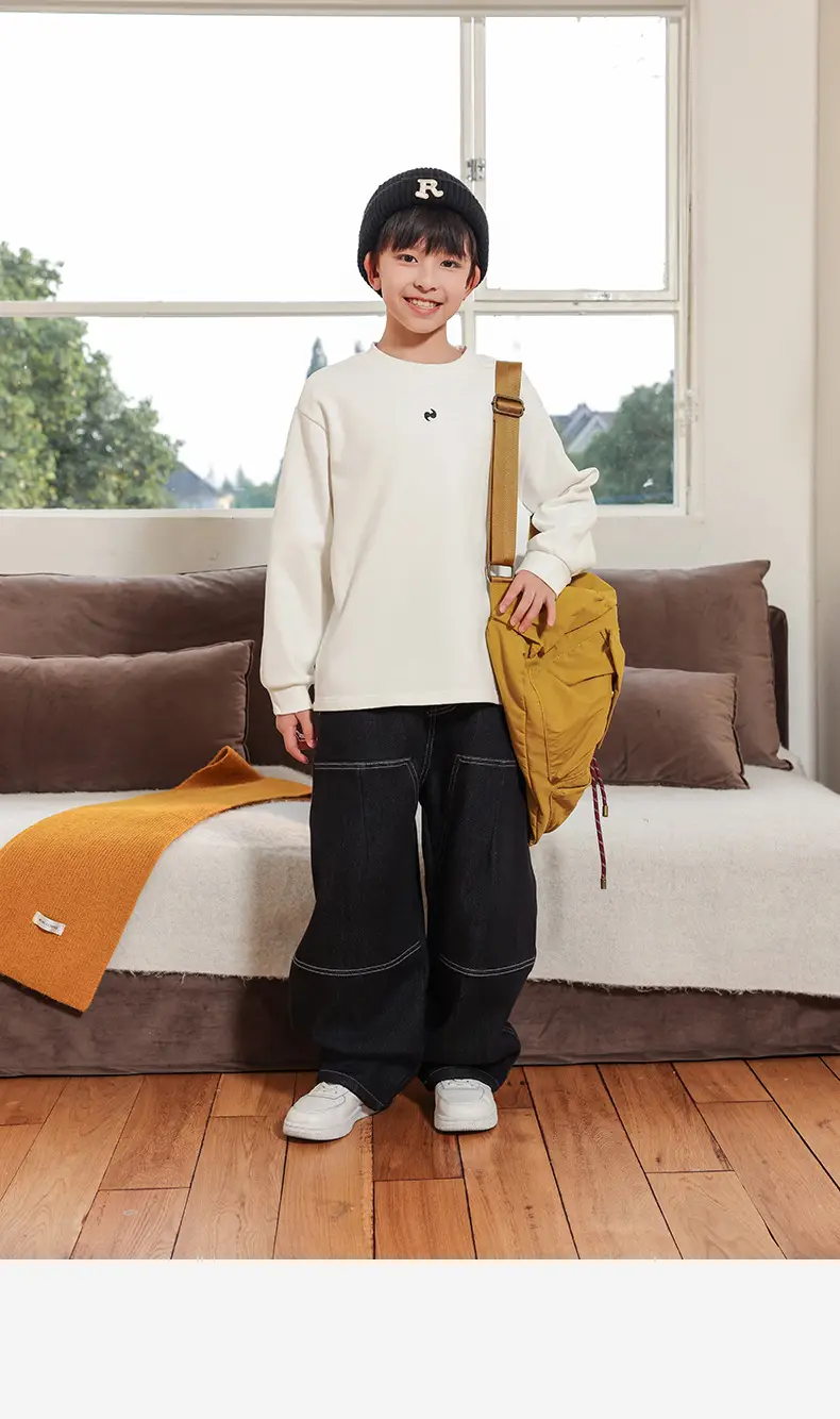 2025 Boys Velvet T-Shirt Black Gray Winter Warm — feature 23
