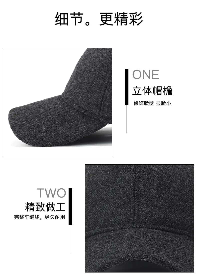 Winter Wool Ear Protection Cap for Men Women Black — feature 17