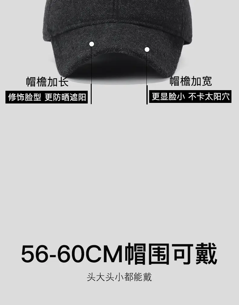 Winter Wool Ear Protection Cap for Men Women Black — feature 4