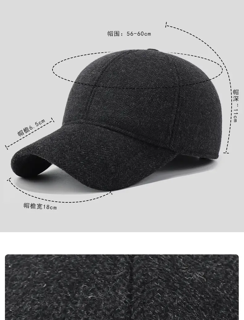 Winter Wool Ear Protection Cap for Men Women Black — feature 5