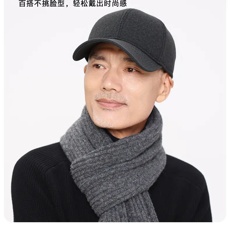 Winter Wool Ear Protection Cap for Men Women Black — feature 9