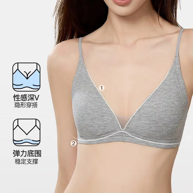 Original French-Style Triangle Cup Bra for Small Busts, Comfortable Seamless Soft Support Breathable Women's Bra with Beautiful Back Design