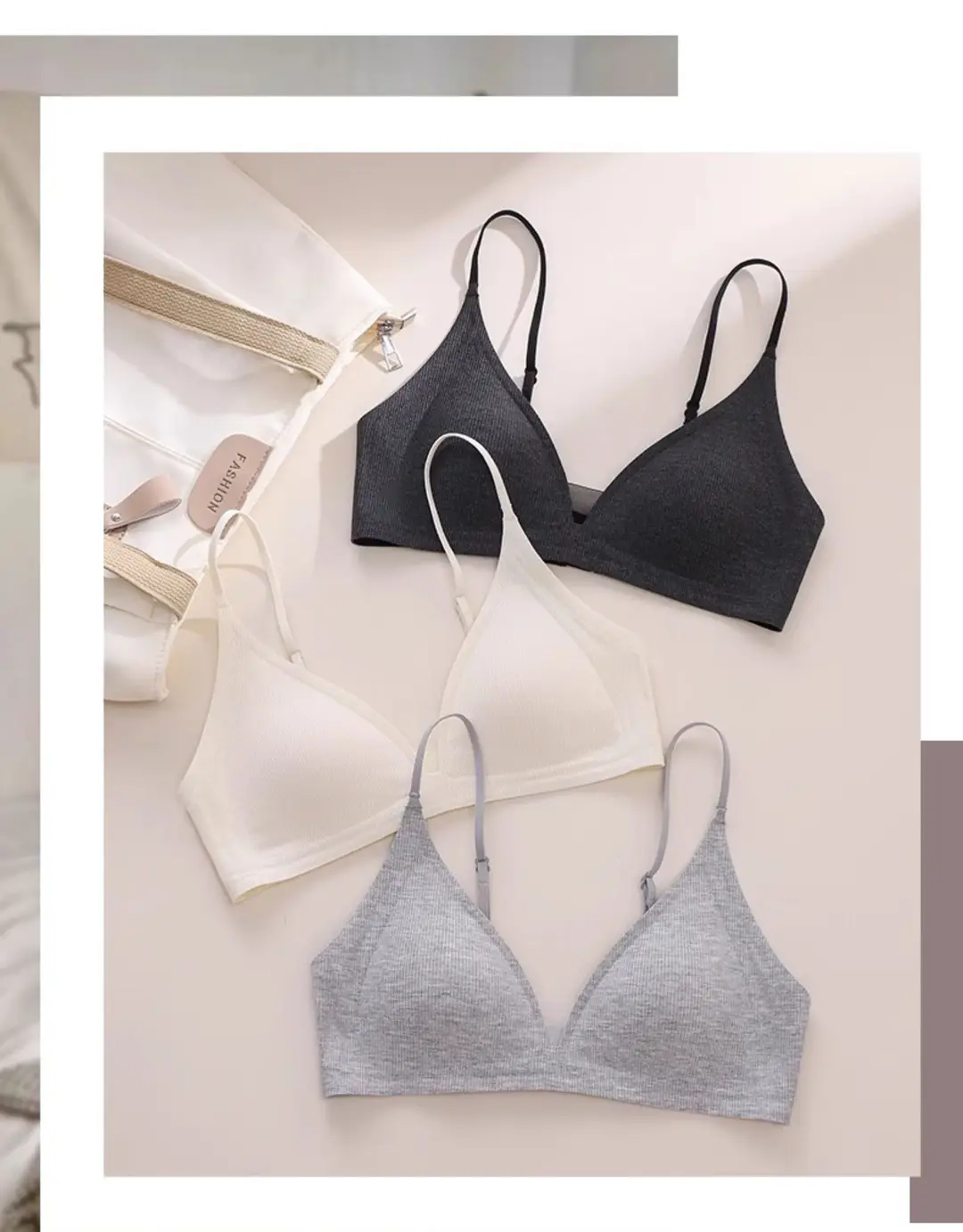 Original French-Style Triangle Cup Bra for Small Busts, Comfortable Seamless Soft Support Breathable Women's Bra with Beautiful Back Design — feature 2
