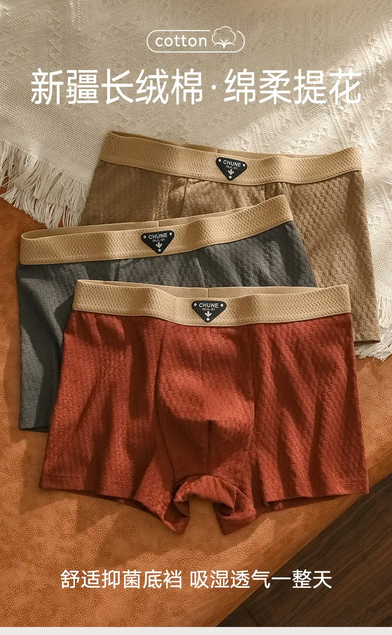 Men's Pure Cotton Boxer Briefs Gift Set Brown Grey — feature 1