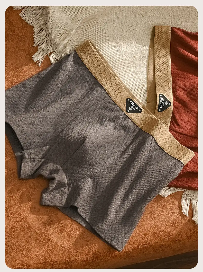Men's Pure Cotton Boxer Briefs Gift Set Brown Grey — feature 12